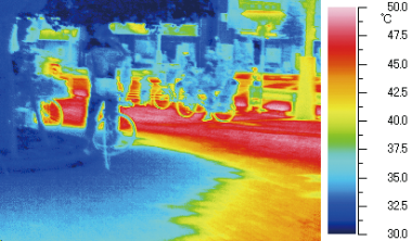サーモカメラを通した街の風景